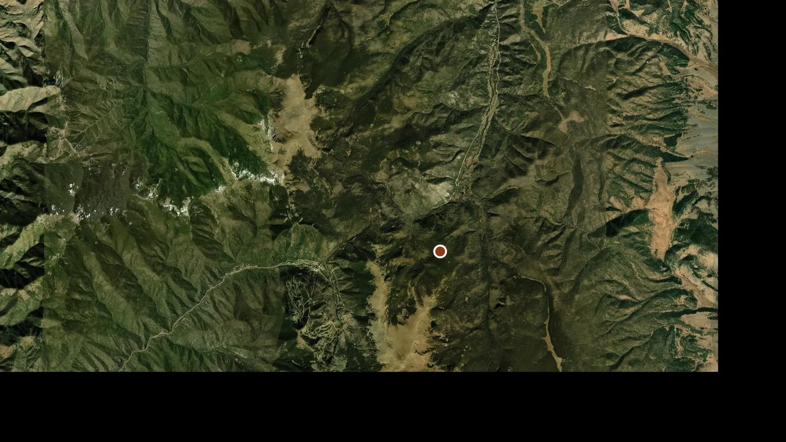 Satellite view of the area around Bull of the Woods Yurt