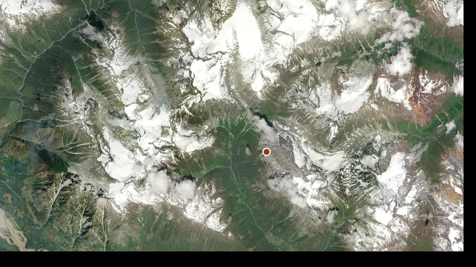 Satellite view of the area around North Creek Cabin