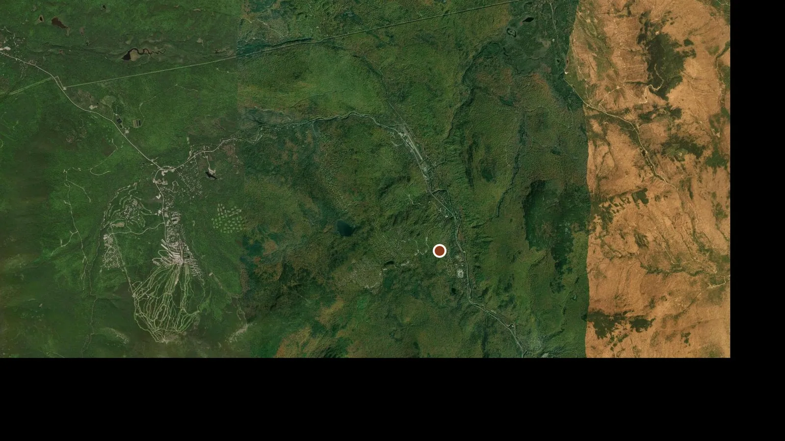 Satellite view of the area around Poplar Stream Falls Hut