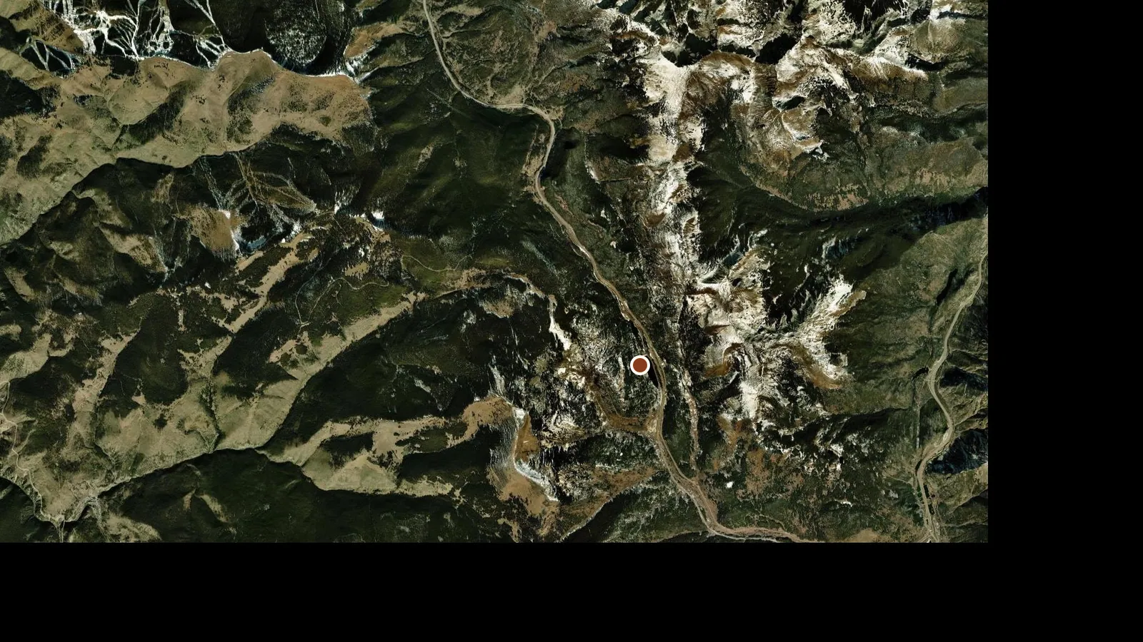 Satellite view of the area around Shrine Mountain Inn