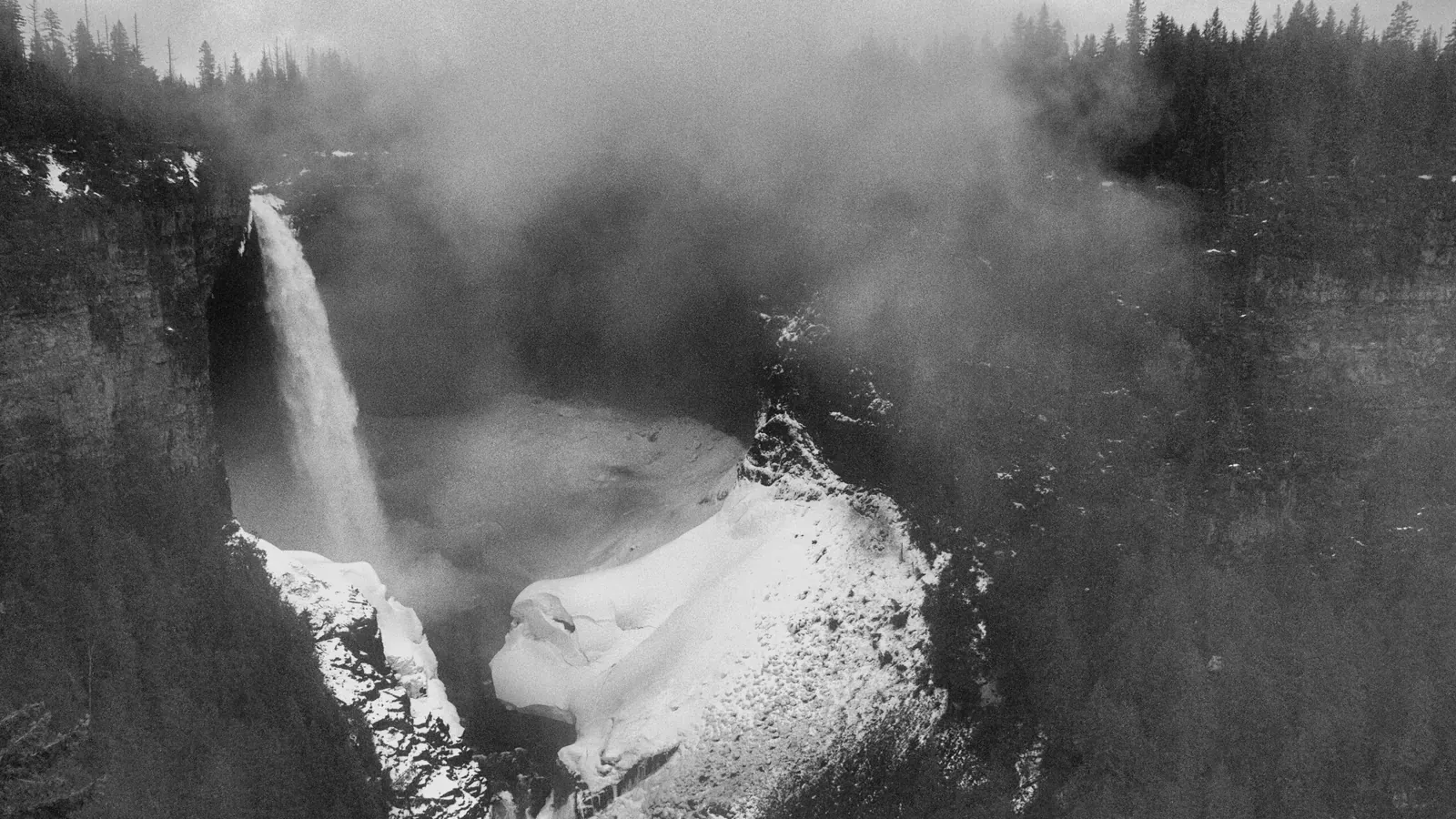 Helmcken Falls in Wells Gray Provincial Park, British Columbia, plunging into a misty canyon